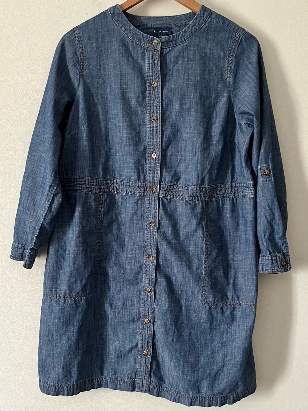 J.Jill Blue Lightweight Denim Button-Front Dress M Casual Cowgirl Country Modest